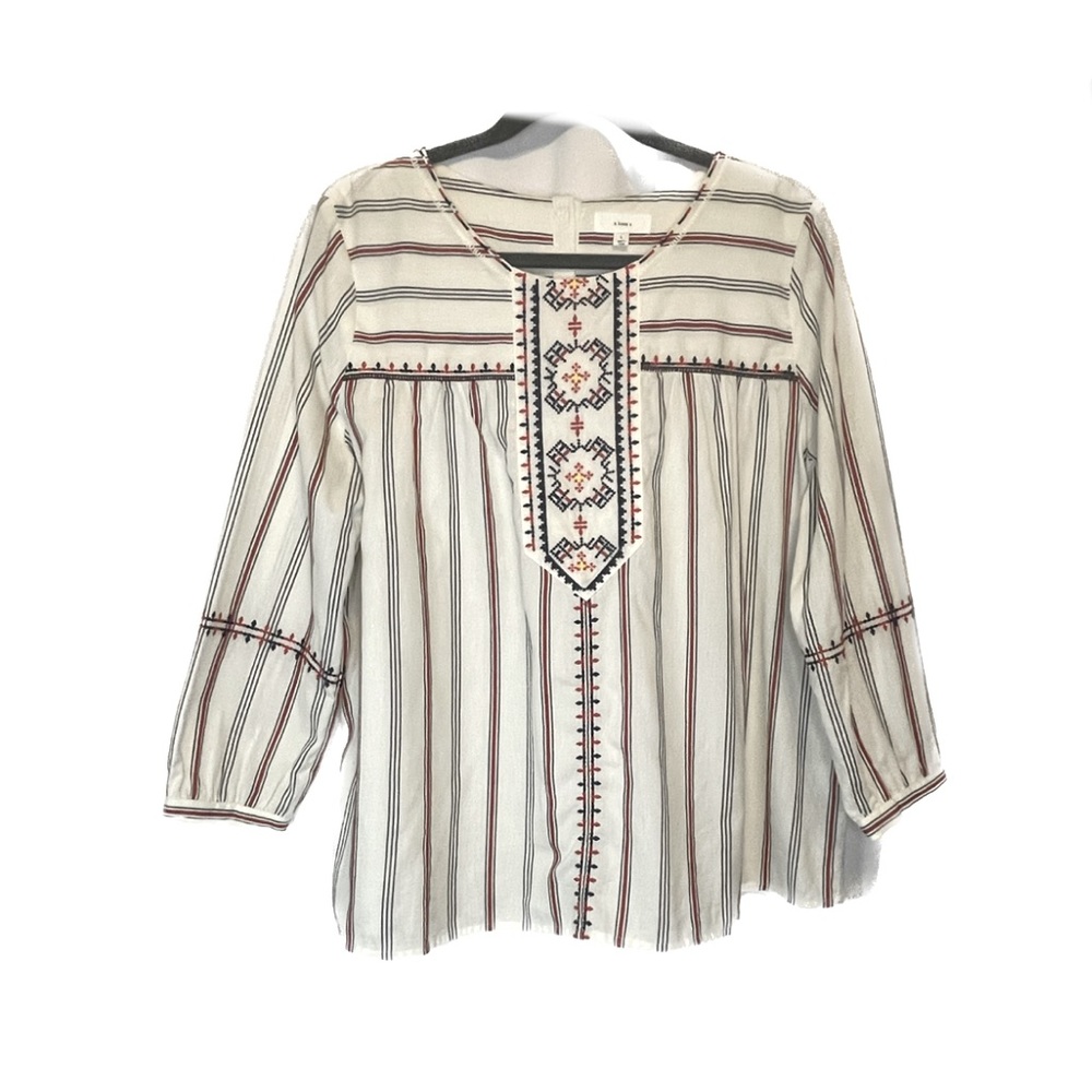 A Loves A white/off white Embroidered Boho Blouse flowy coastal top